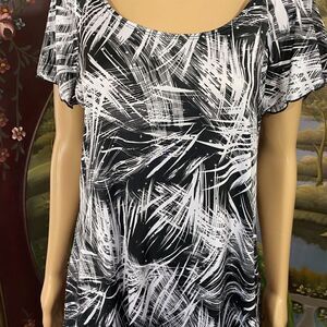 Brittany Black Top Medium to Large Black and White with Silver Embellishments